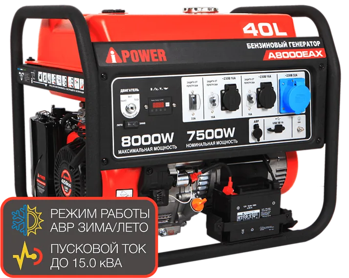Портативный бензиновый генератор A-iPower A8000EAX