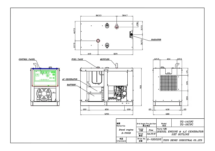 Дизельный генератор Toyo TG-14SPC