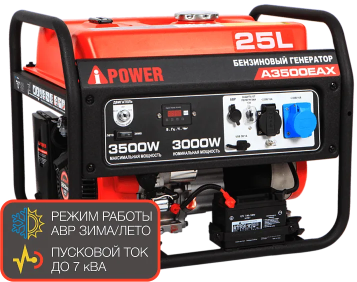 Портативный бензиновый генератор A-iPower A3500EAX