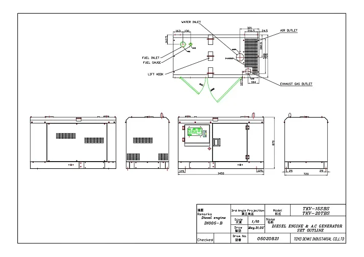 Дизельный генератор Toyo TKV-20TBS