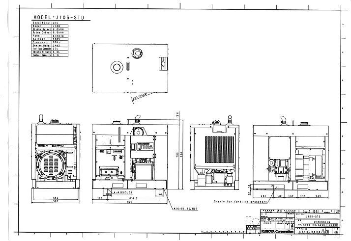 Дизельный генератор Kubota J106