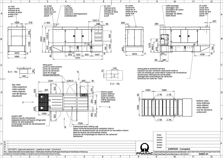 Дизельный генератор Pramac GSW 705 V в кожухе