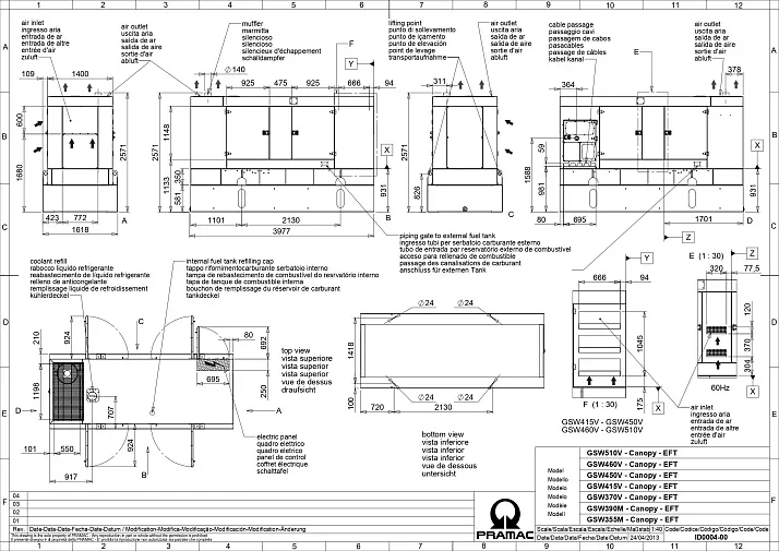Дизельный генератор Pramac GSW 470 P в кожухе