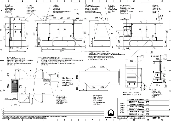 Дизельный генератор Pramac GSW 415 P в кожухе с АВР