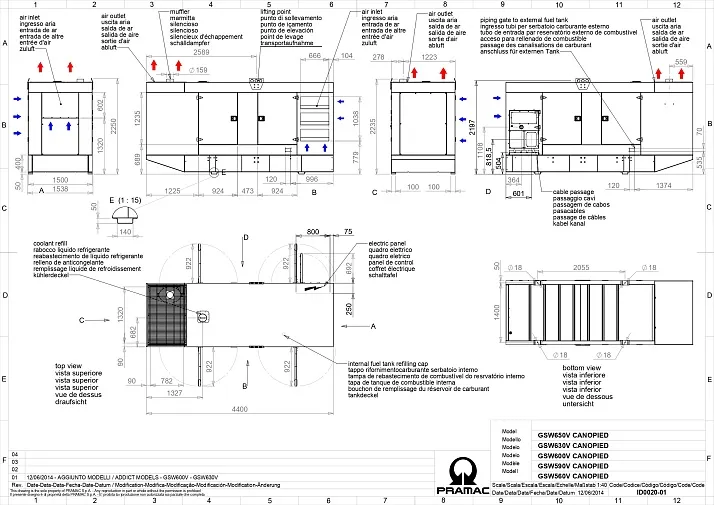 Дизельный генератор Pramac GSW 600 V в кожухе