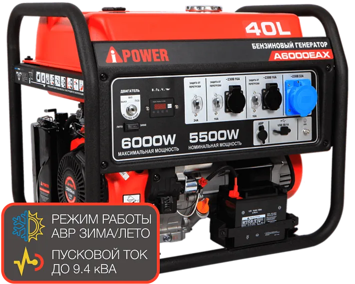 Портативный бензиновый генератор A-iPower A6000EAX